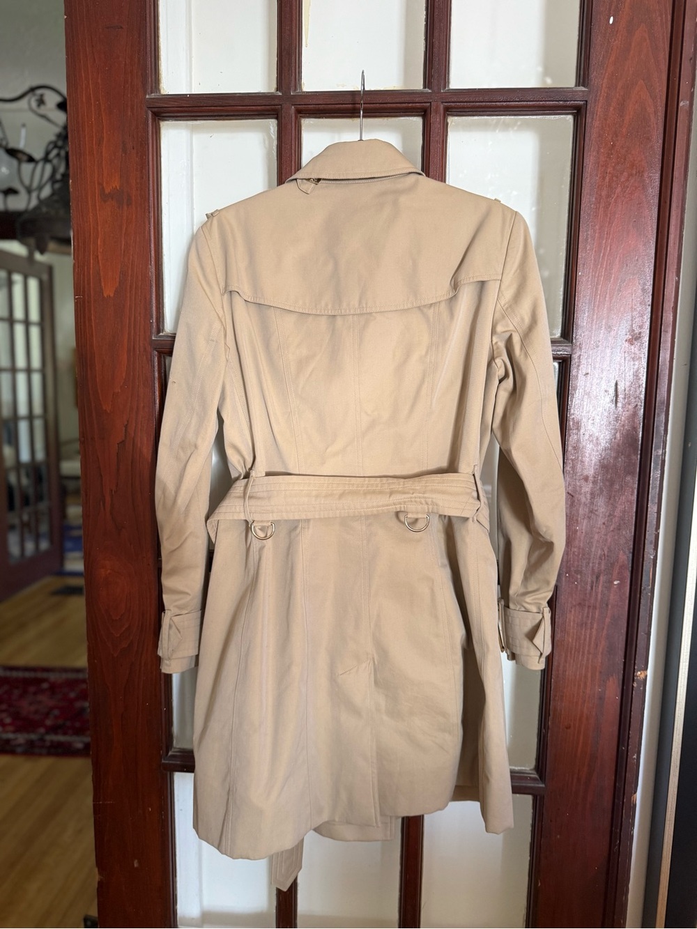 Burberry Honey Beige Double-Breasted Trench Coat with Gold Belt + Buckles - Picture 8 of 16